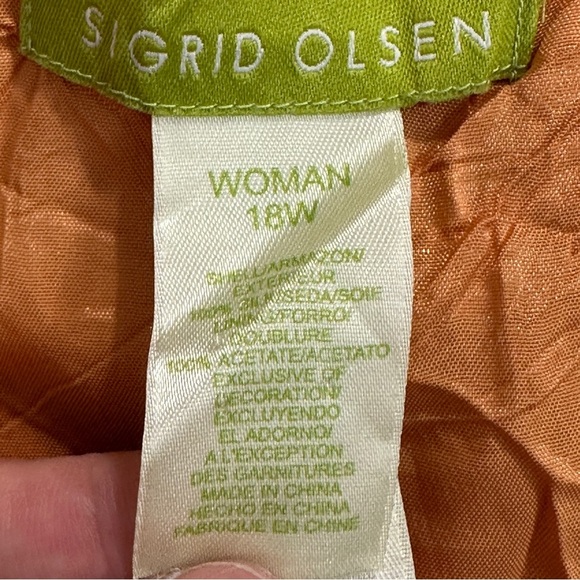 Sigrid Olsen 18W 100% silk skirt, spring colors, fully lined, side zip/button - Picture 7 of 11